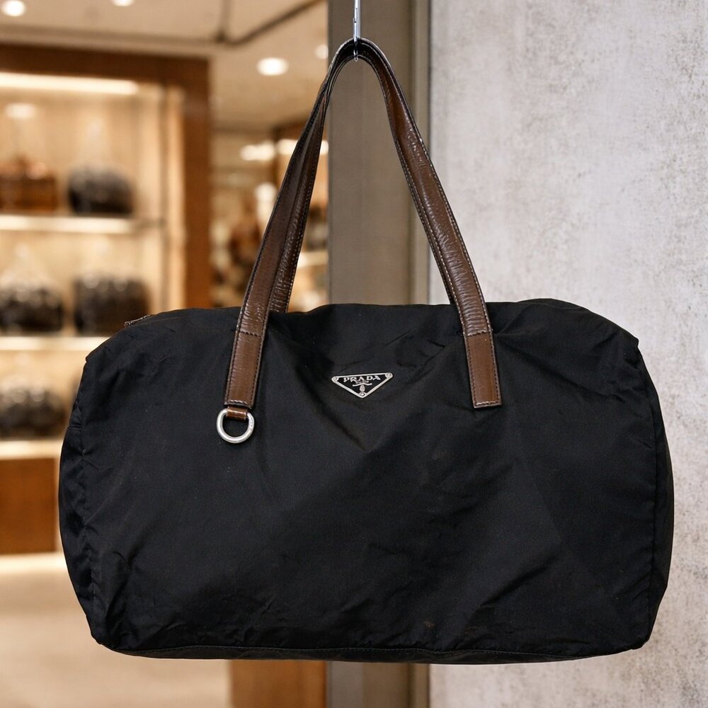 Prada Tessuto Nylon Medium Duffle Boston Bag - Gem